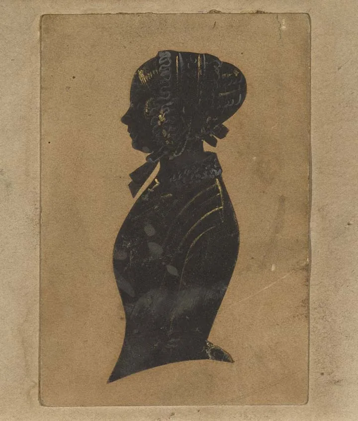 Silueta antigua pintada, ilustrando el origen del retrato de perfil